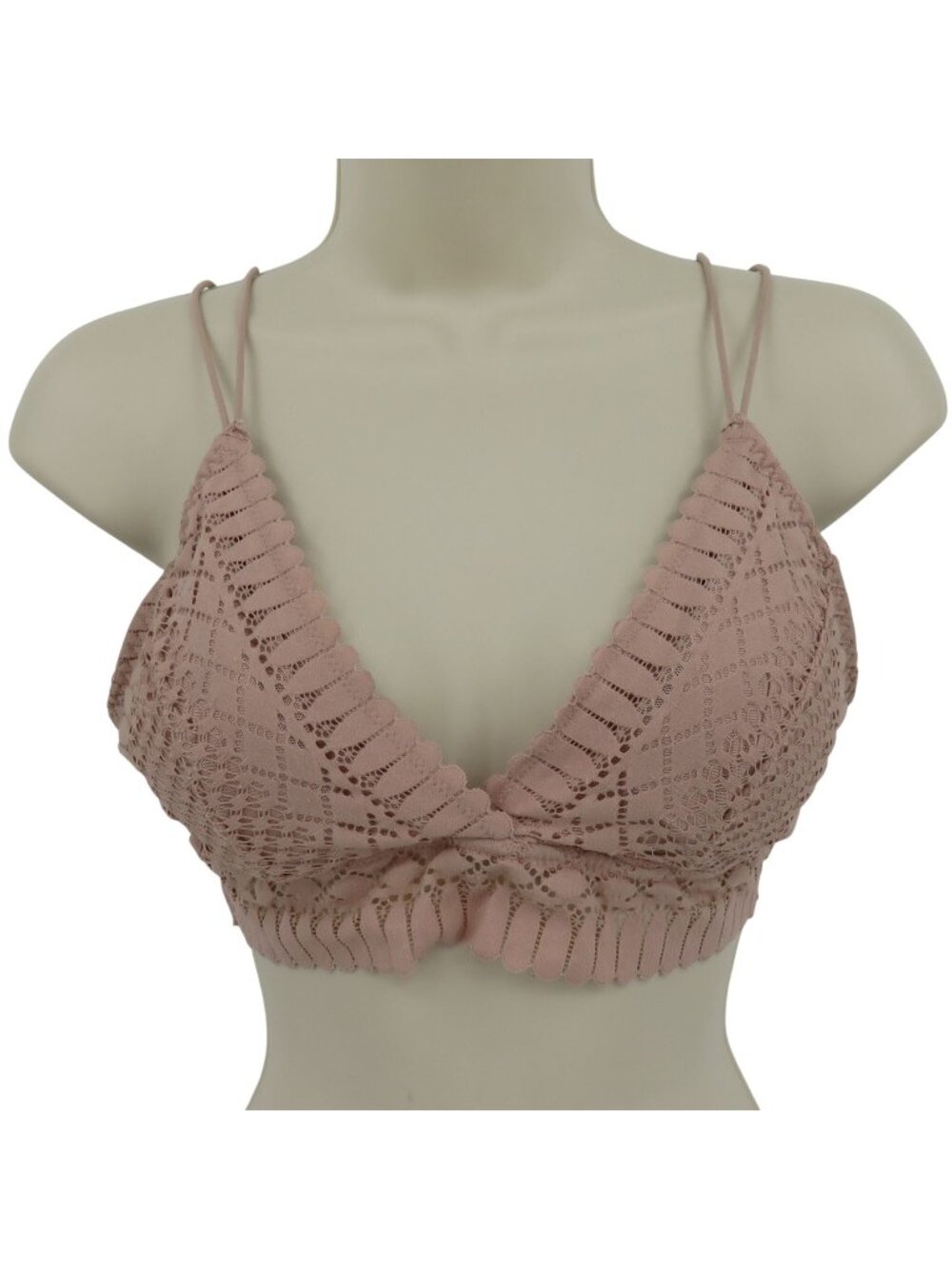 Anemone Women Medium Pink Lace Wireless Lined Bralette Bra Strappy Nylon Blend